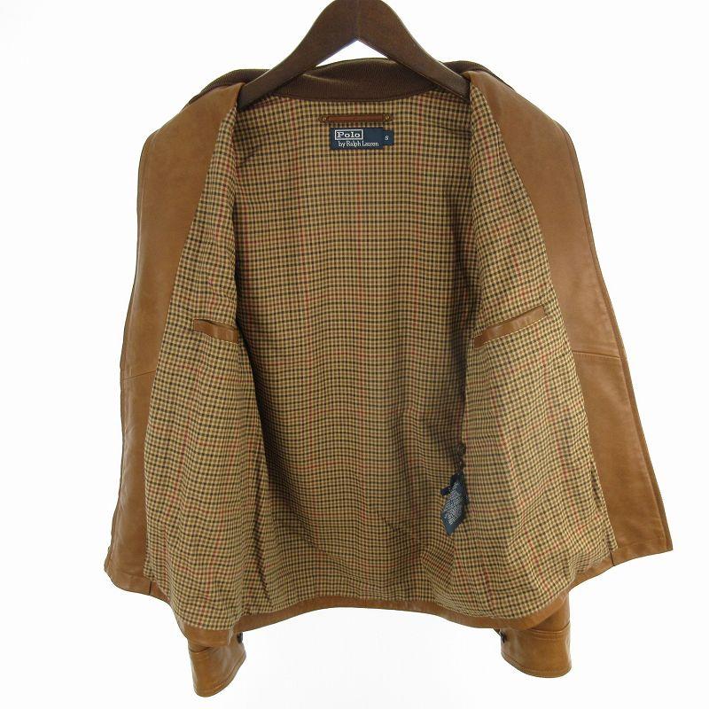 ラルフローレン羊皮レザージャケットブラウン裏地チェック