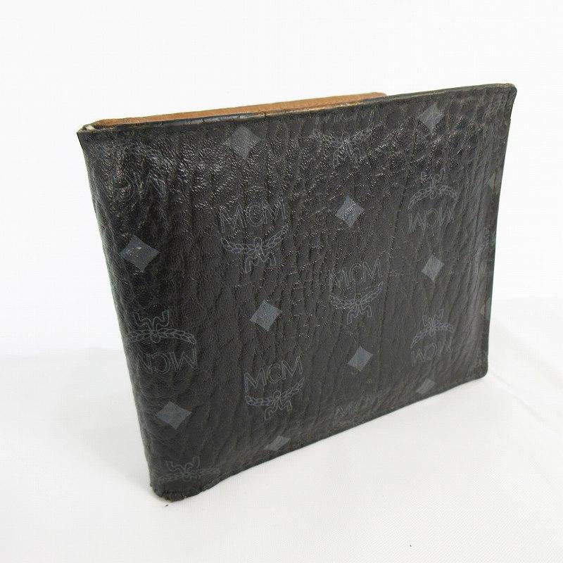 MCM ブラックレザー 二つ折り財布 MCM ブラックレザー 二つ折り財布 - メルカリ
