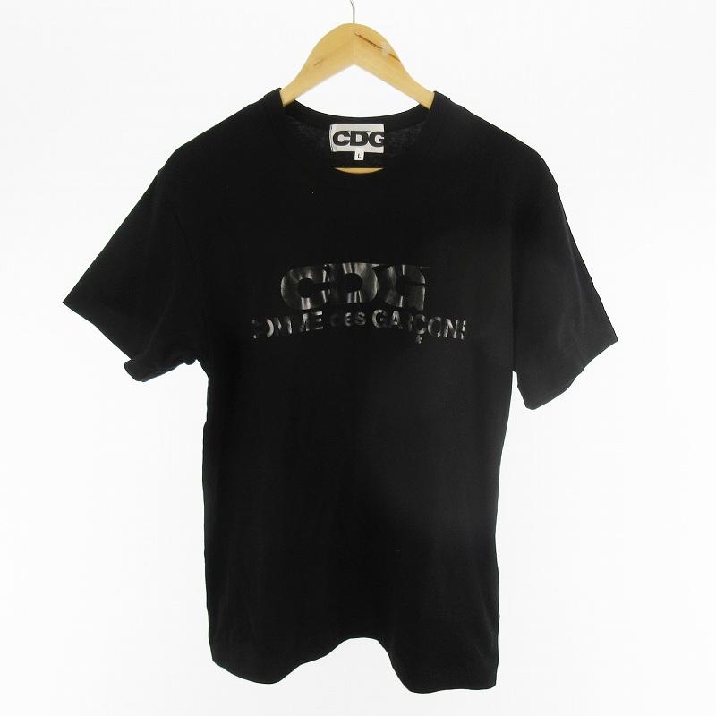【中古】コムデギャルソン COMME des GARCONS CDG SZ-T046 Tシャツ 半袖 Logo ロゴ プリント オールブラック 黒 L AD2025 コムデギャルソン COMME des GARCONS CDG SZ-T046 Tシャツ 半袖 Logo