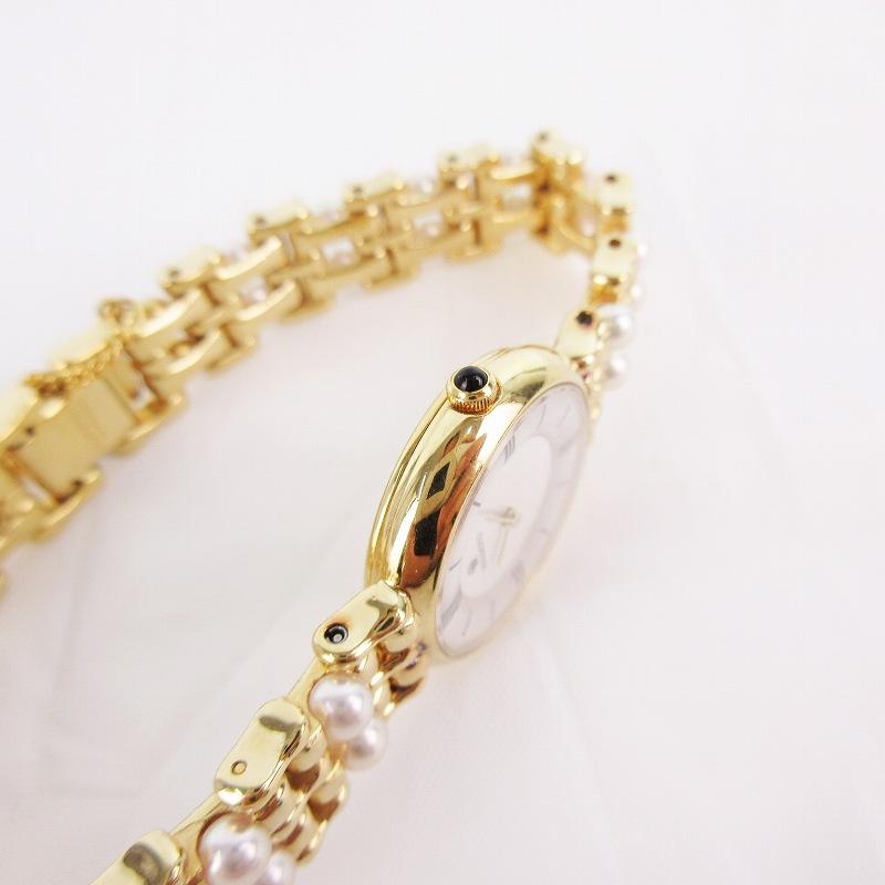 ミキモト MIKIMOTO 腕時計 14KT GOLD PLATED パール 真珠 2連 ウォッチ