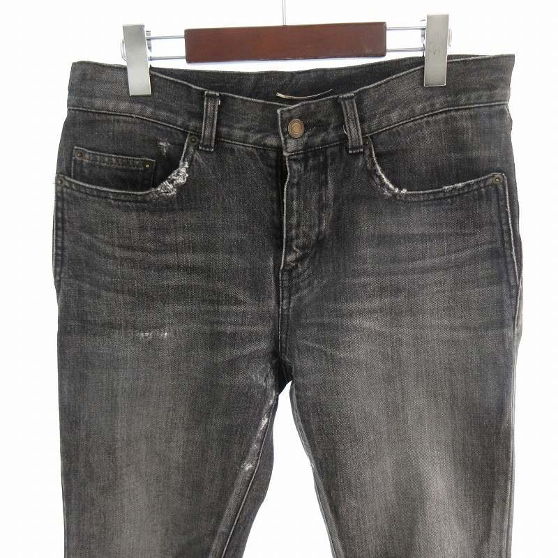 サンローランパリ ヴァカレロ期 20SS 爪痕 スクラッチ スキニー デニム 黒 サンローランパリ ヴァカレロ期 20SS 爪痕 スクラッチ スキニー デニム