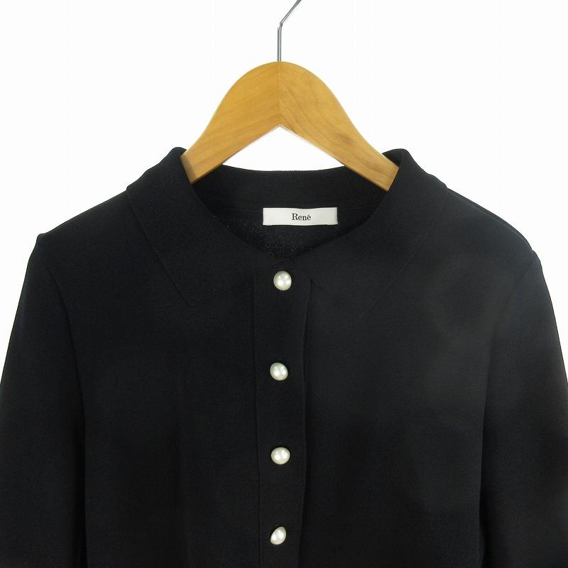 【tokky】Rene　半袖ニットパーカー ダブルジップ パール 36 紺 tokky】Rene 半袖ニットパーカー ダブルジップ パール 36 紺 楽天市場