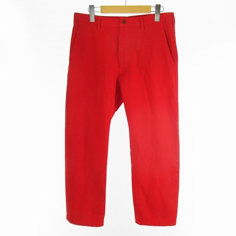 【中古】コムデギャルソンオムプリュス COMME des GARCONS HOMME PLUS ポリ縮 縮絨加工 パンツ  PF-P050 赤 S AD2020 コムデギャルソンオムプリュス COMME des GARCONS HOMME PLUS ポリ縮
