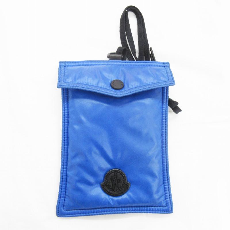 【中古】モンクレール MONCLER スマホケース フォンケース フォンポーチ ネックポーチ ミニ バッグ ブルー 青 ブラック MONCLER（モンクレール） スマホケース フォンケース フォンポーチ