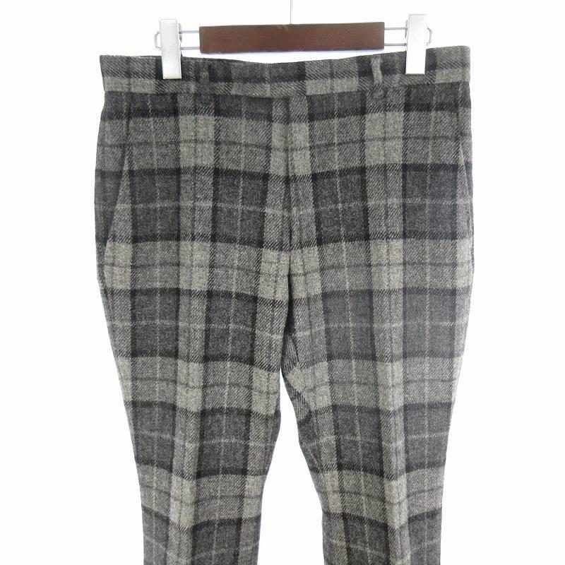 GUCCI（グッチ） ワイドパンツ スラックス チェック ダブル グレー