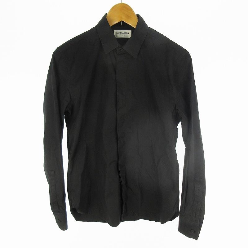 【中古】サンローラン パリ SAINT LAURENT PARIS ドレス シャツ 長袖 比翼 564269 Y217W ブラック 黒 36/14 コットン サンローラン パリ SAINT LAURENT PARIS ドレス シャツ 長袖 比翼
