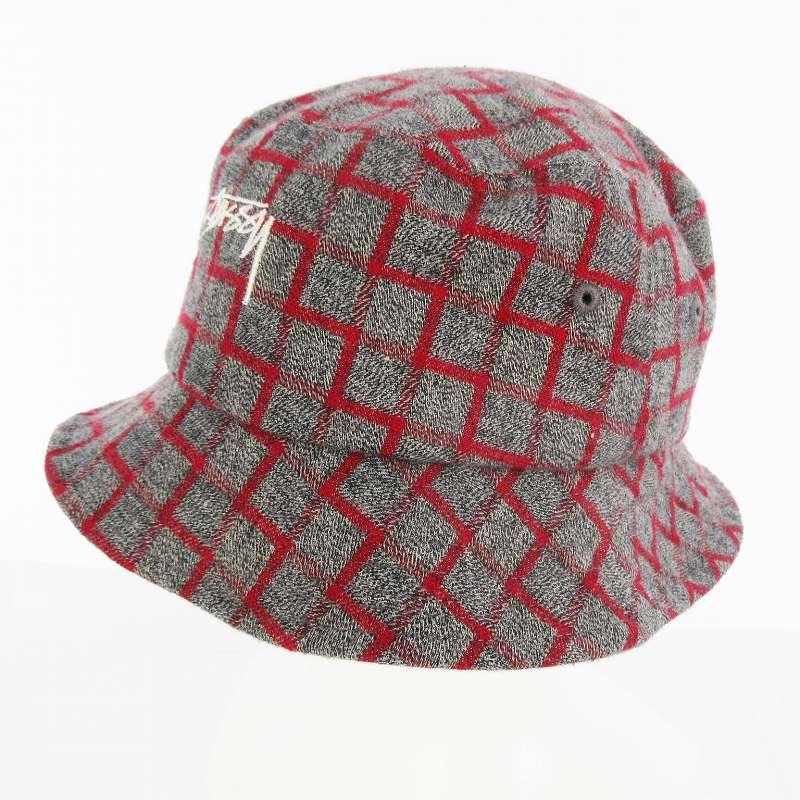 STUSSY（ステューシー） バケット ハット 幾何学模様 チェック ロゴ
