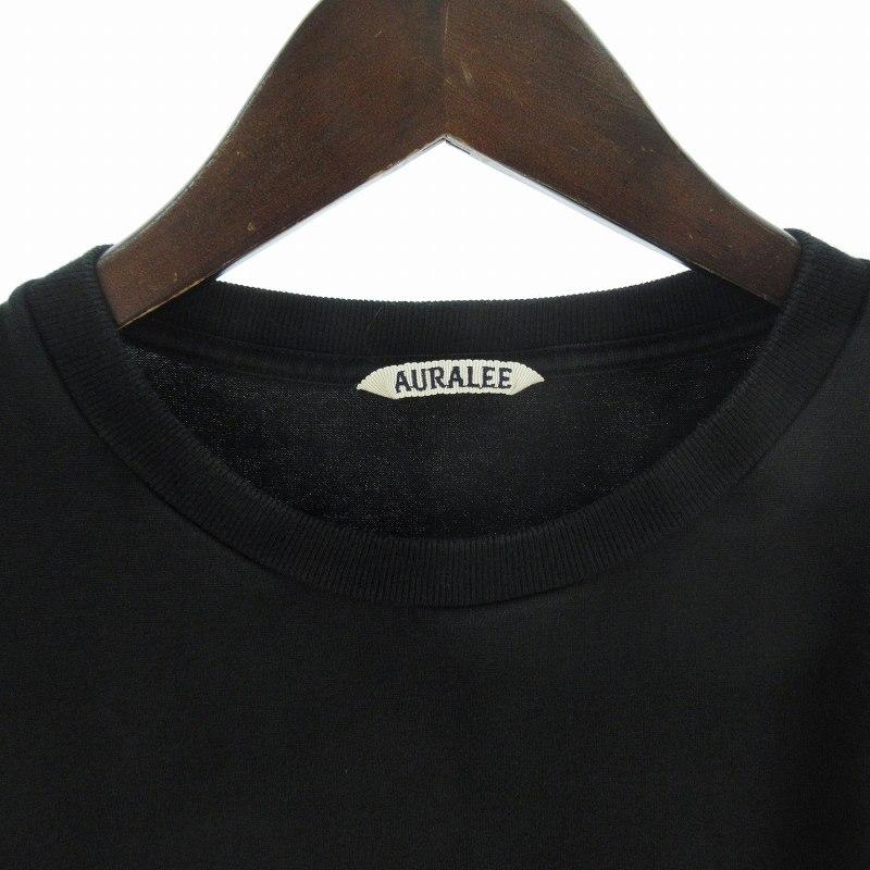 Auralee 半袖スウェット ブラック AURALEE/オーラリー・SEAMLESS CREW NECK TEE | a flat shop
