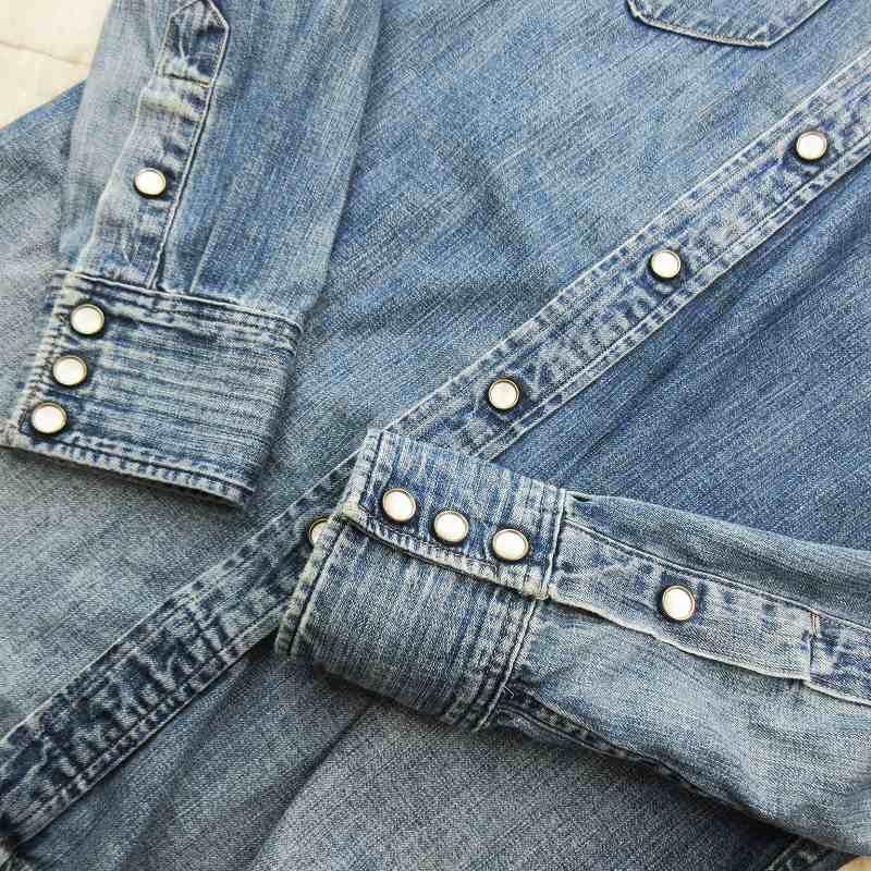 ダブルアールエル RRL XS デニム ウエスタン シャツ 長袖 コンチョ