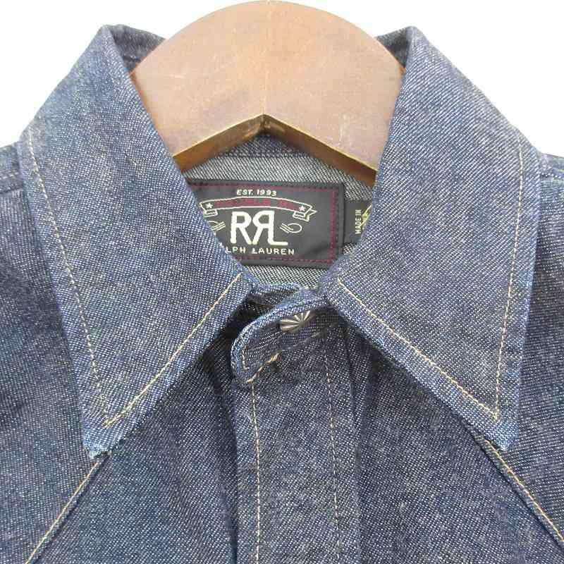 ダブルアールエル RRL XS デニム ウエスタン シャツ 長袖 コンチョ