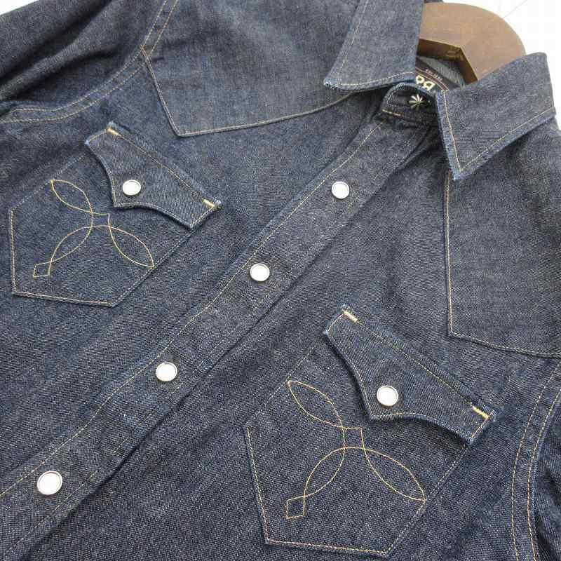 ダブルアールエル RRL XS デニム ウエスタン シャツ 長袖 コンチョ