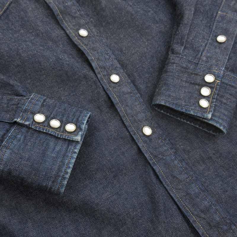 ダブルアールエル RRL XS デニム ウエスタン シャツ 長袖 コンチョ