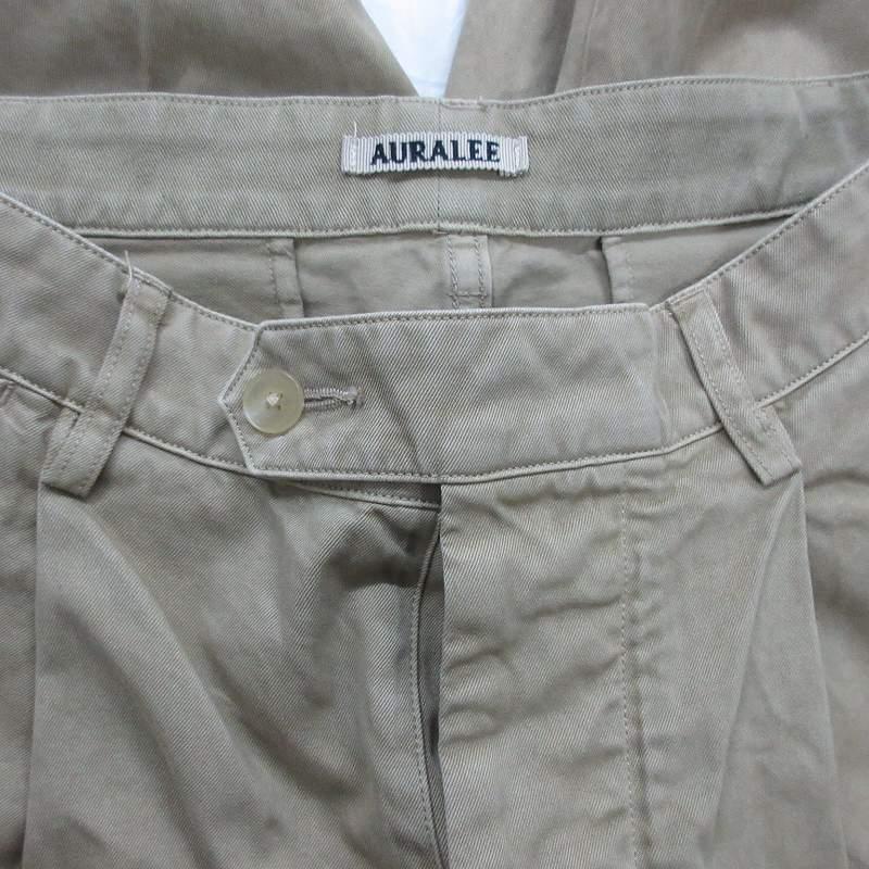 オーラリー AURALEE 26SS 3 GARMENT-DYED FINX LIGHT CHINO ONE-TUCK WIDE PANTS チノパンツ A26SP02LF ワイド ベージュ コットン ボトムスの画像