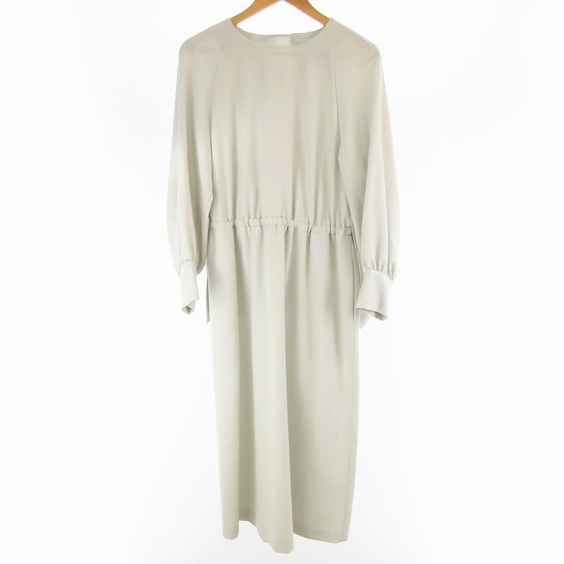 【美品】ADORE ミドルジョーゼット ロングワンピース Mサイズ グレージュ アドーア ADORE 38 ミディジョーゼットワンピース ロング 長袖 ライト