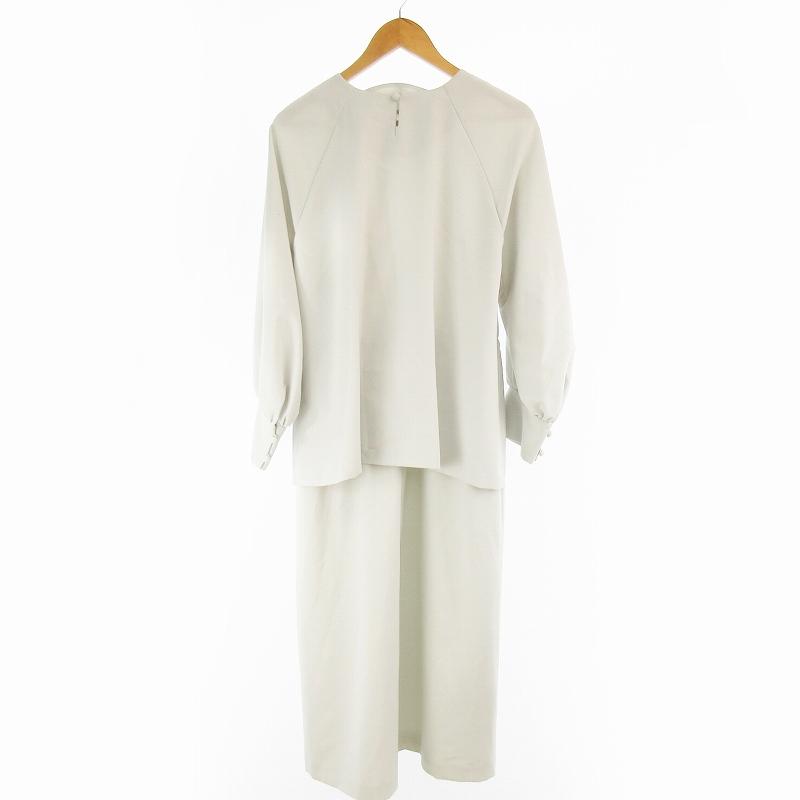 【美品】ADORE ミドルジョーゼット ロングワンピース Mサイズ グレージュ アドーア ADORE 38 ミディジョーゼットワンピース ロング 長袖 ライト
