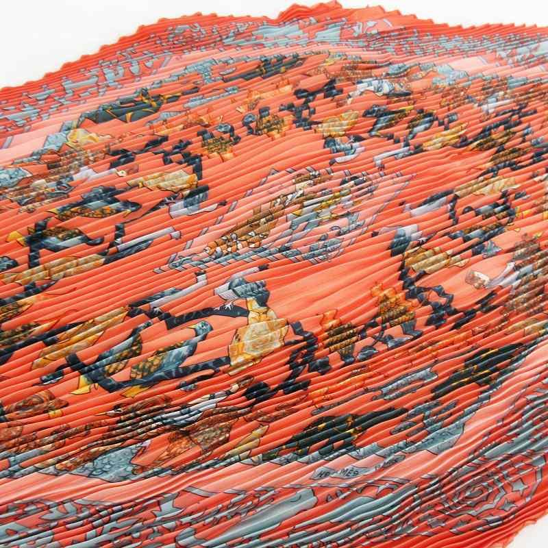 極美品✨エルメス カレ90 プリーツ シルク スカーフ グリーン HERMES（エルメス） プリーツスカーフ カレ90 シルク DE LA PERRIERE