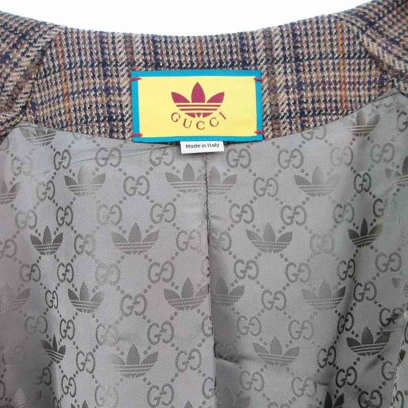GUCCI  ノーカラーコート ロング 710398 刺繍 ウール GUCCI（グッチ） アディダス adidas ノーカラーコート ロング 710398