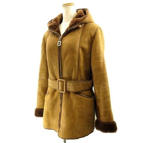 現金特価 フェンディ Fendi 希少 ヴィンテージ 最高級ムートンコート Vera Pelle ジャケット ズッカ柄 ベルト付き 茶 42 約xl レディース ベクトル 古着 第1位獲得 Altammamfactory Com Jo