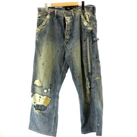 中古 ダブルアールエル Rrl ラルフローレン ヴィンテージ加工 ペインターパンツ パッチワーク デニムパンツ インディゴブルー メンズ ベクトル 古着 122 ブランド古着販売のベクトル 通販 Yahoo ショッピング