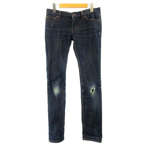 中古 エックスガール X Girl デニムパンツ ジーンズ スリムストレッチ クラッシュ加工 インディゴブルー 2 レディース ベクトル 古着 122 ブランド古着販売のベクトル 通販 Yahoo ショッピング