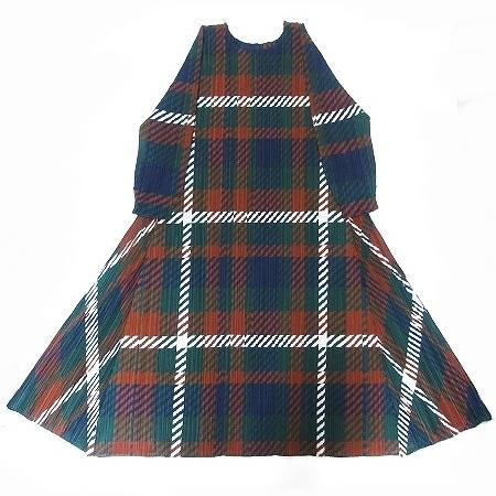 プリーツプリーズ PLEATS PLEASE 極美品 チェック ワンピース ドレス