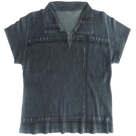 プリーツプリーズ PLEATS PLEASE 極美品 13AW デニム 転写 ポロシャツ