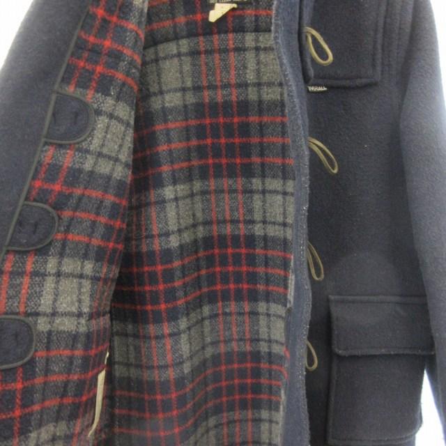 グローバーオール ダッフルコート ロング フード チェック ウール ネイビー L グローバーオール ダッフルコート ロング フード チェック ウール
