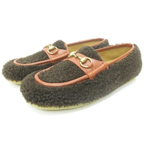 GUCCI ムートン ローファー ホースビット　BROWN 8 GUCCI ムートン ローファー ホースビットBROWN 8