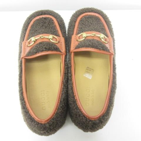GUCCI ムートン ローファー ホースビットBROWN 8
