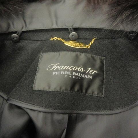 バルマン BALMAIN francois 1er 美品 カシミヤ コート ジャケット フォックスファー 黒 ブラック 11AR 約M-L ■GY31 レディース｜vectorpremium｜04