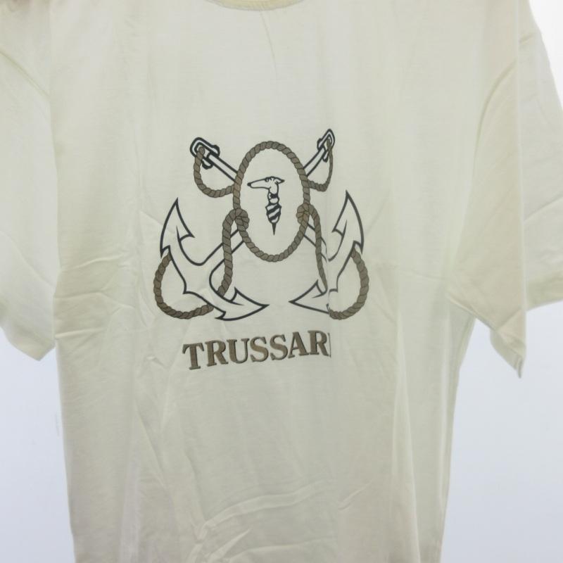 トラサルディ TRUSSARDI Tシャツ カットソー 半袖 ロゴプリント 白 ホワイト L ■GY09 メンズ｜vectorpremium｜04