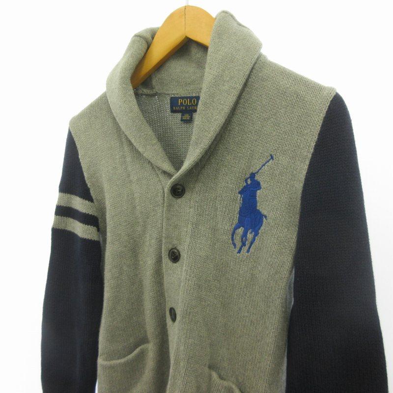 ポロ ラルフローレン POLO RALPH LAUREN ロゴあり刺繍 カーディガン ショールカラー グレー S  STK キッズ｜vectorpremium｜06