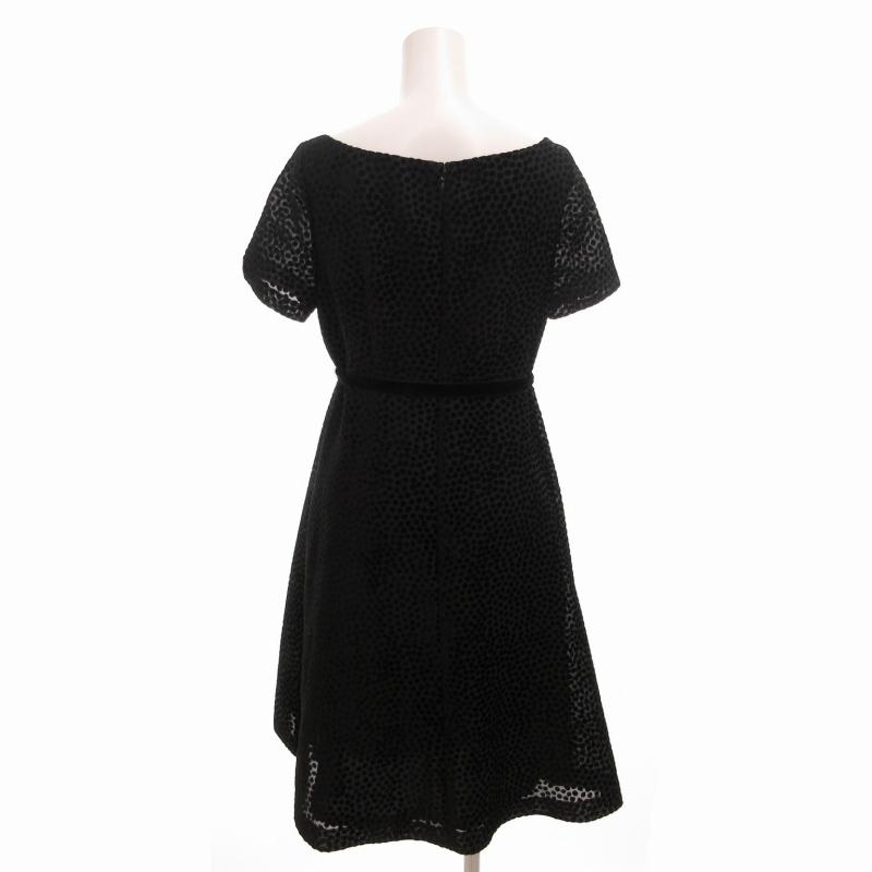シビラ SYBILLA 美品 ワンピース ひざ丈 ドット柄 ベロアベルト 半袖  