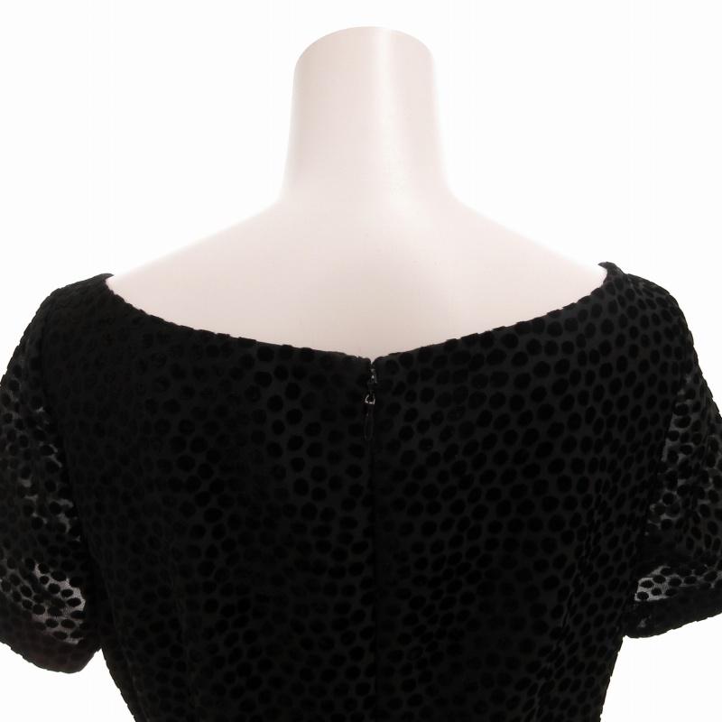シビラ SYBILLA 美品 ワンピース ひざ丈 ドット柄 ベロアベルト 半袖  