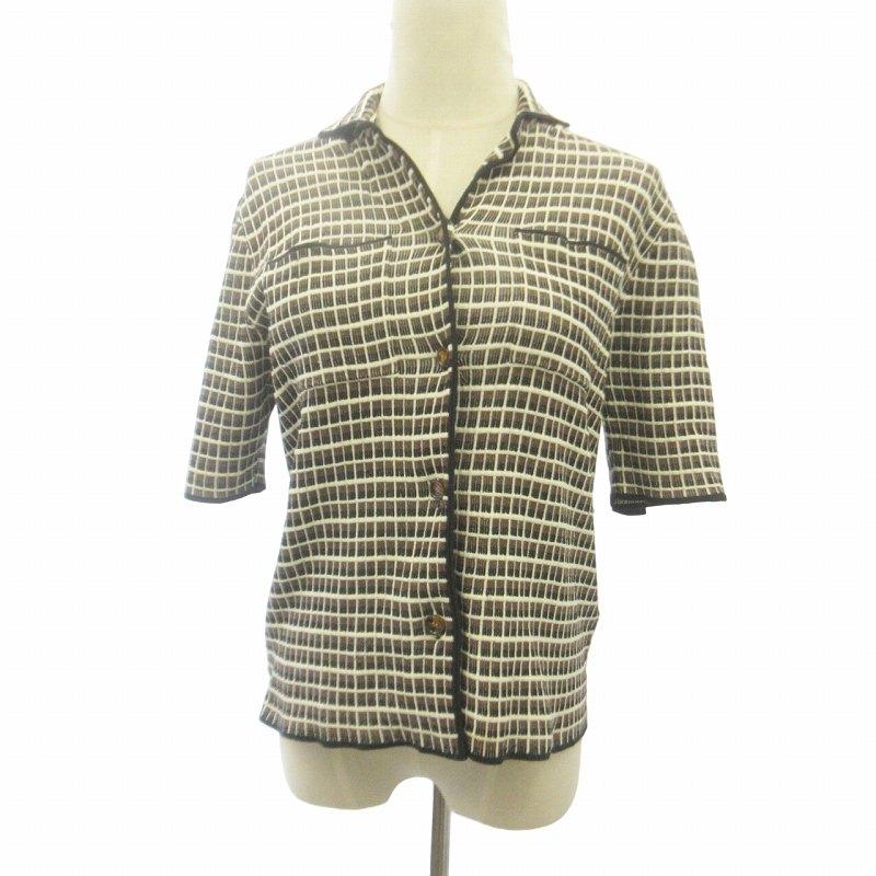 カレンテージ CURRENTAGE 美品 ジャケット 開襟シャツ チェック 半袖