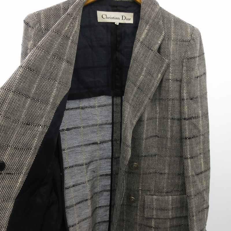 希少ヴィンテージ！シルク素材クリスチャンディオール　ノーカラーツイードジャケット 希少ヴィンテージ！シルク素材クリスチャンディオール ノー