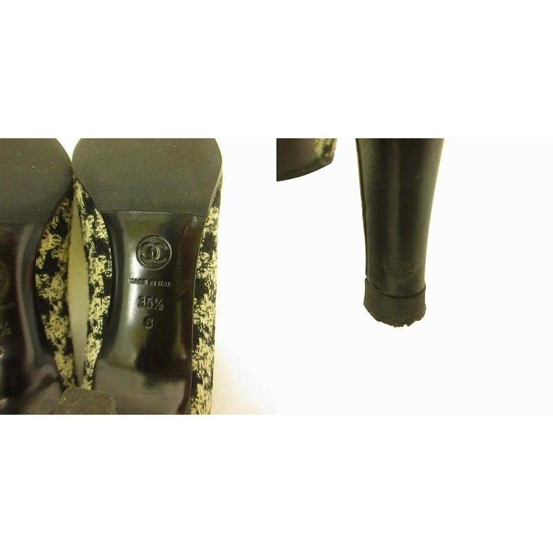 シャネル CHANEL ツイード パンプス ココマーク 千鳥格子 ハウンドトゥース 黒 ブラック 35.5 約22.5cm IBO57 レディース_8