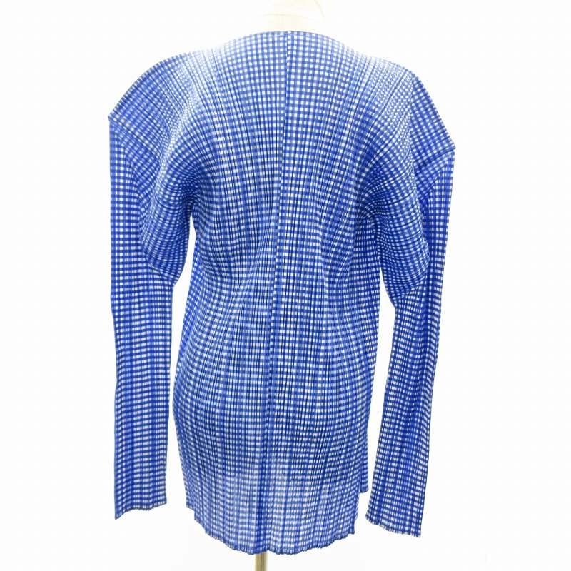 プリーツプリーズ 95AW ギンガムチェックプリントプリーツカーディガン プリーツプリーズ PLEATS PLEASE 美品 プリーツカーディガン