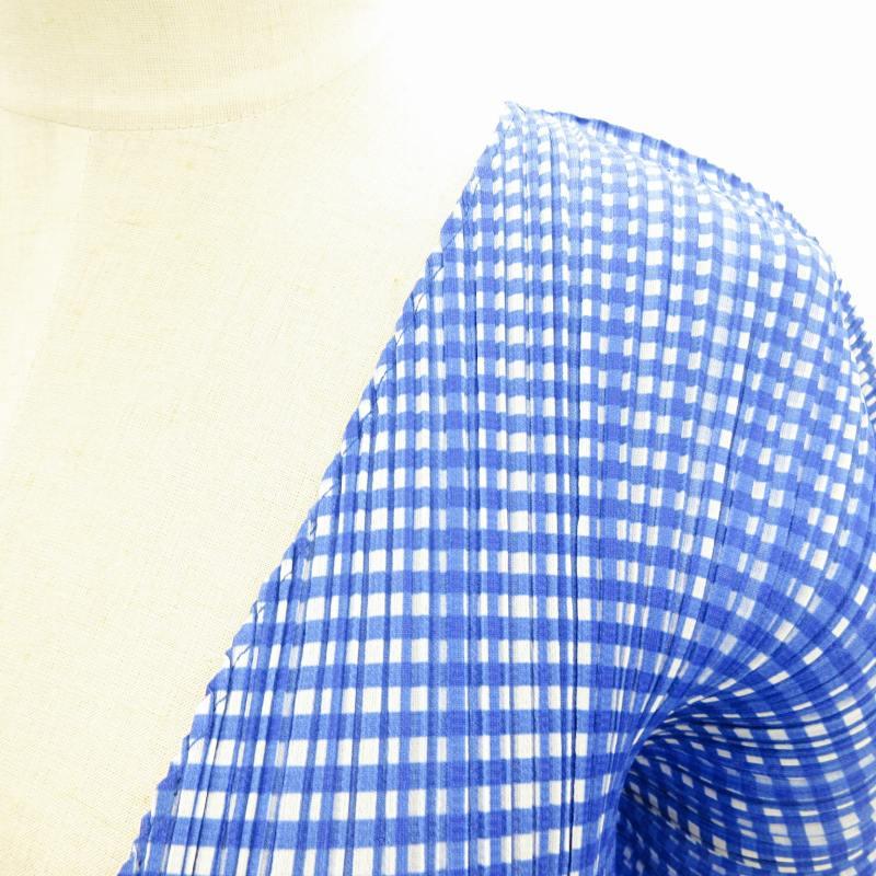 プリーツプリーズ 95AW ギンガムチェックプリントプリーツカーディガン プリーツプリーズ PLEATS PLEASE 美品 プリーツカーディガン