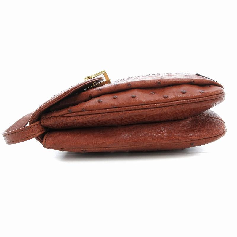 ボルセッタ Bolsetta ショルダーバッグ ポシェット オーストリッチ 茶 