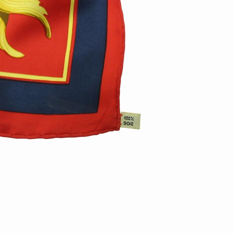 HERMES エルメス スカーフ カレ シルク 王冠 バンダナ レッド ネイビー