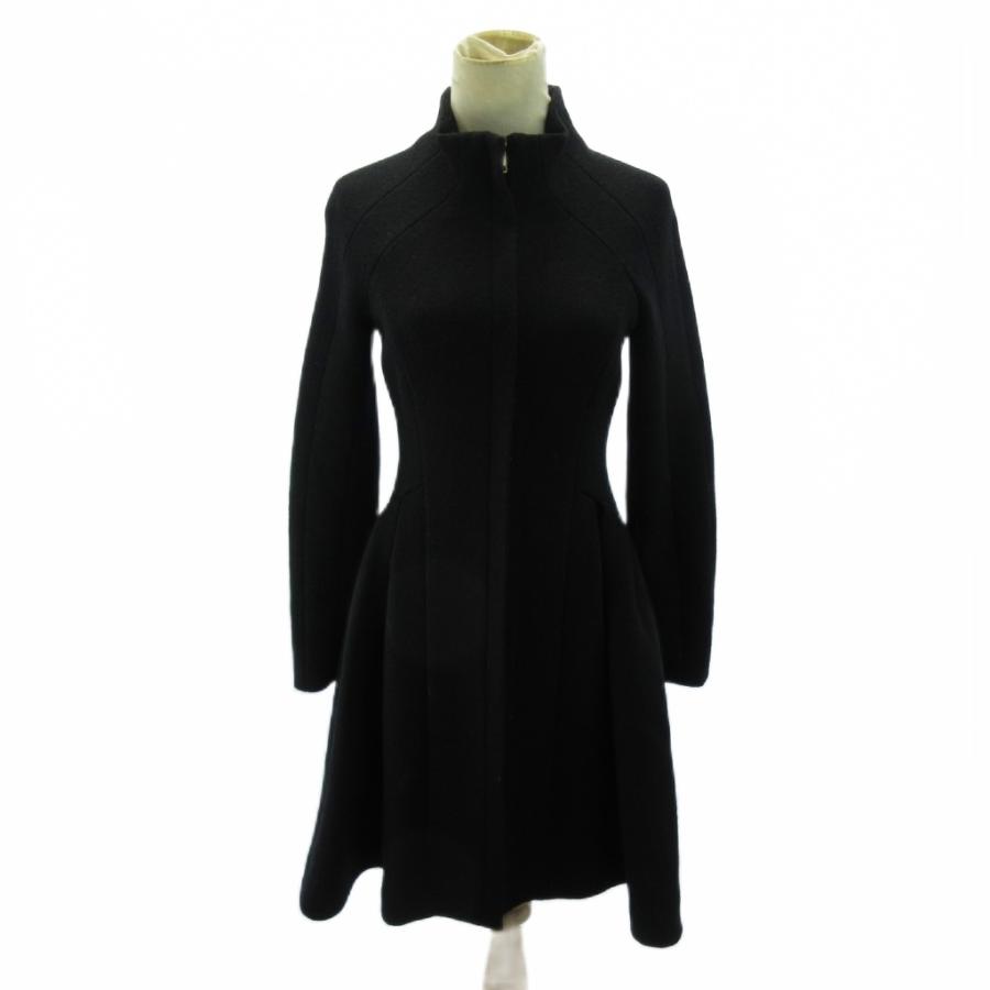 ナネットレポー　ロングコート　黒　ウエストマーク　アンゴラ混　無地a0833 ナネットレポー 黒 コート ナネットレポー ロングコート 黒 ウエスト