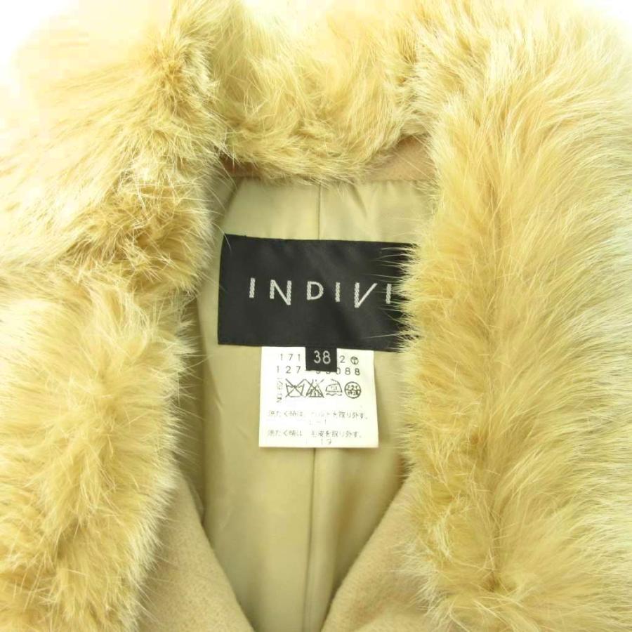 INDIVI（インディヴィ） コート アンゴラ ウール混 衿 ラビットファー 