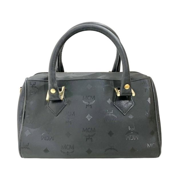 エムシーエム MCM PVC×レザー ハンドバッグ ミニボストン ロゴ