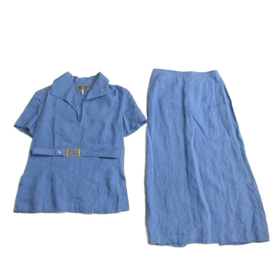 FENDI フェンディ 美品 リネン セットアップ スキッパーシャツ  