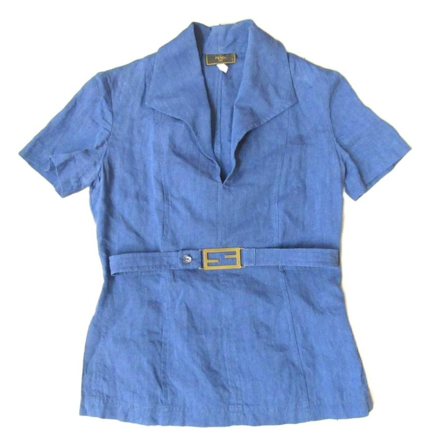 FENDI フェンディ 美品 リネン セットアップ スキッパーシャツ  