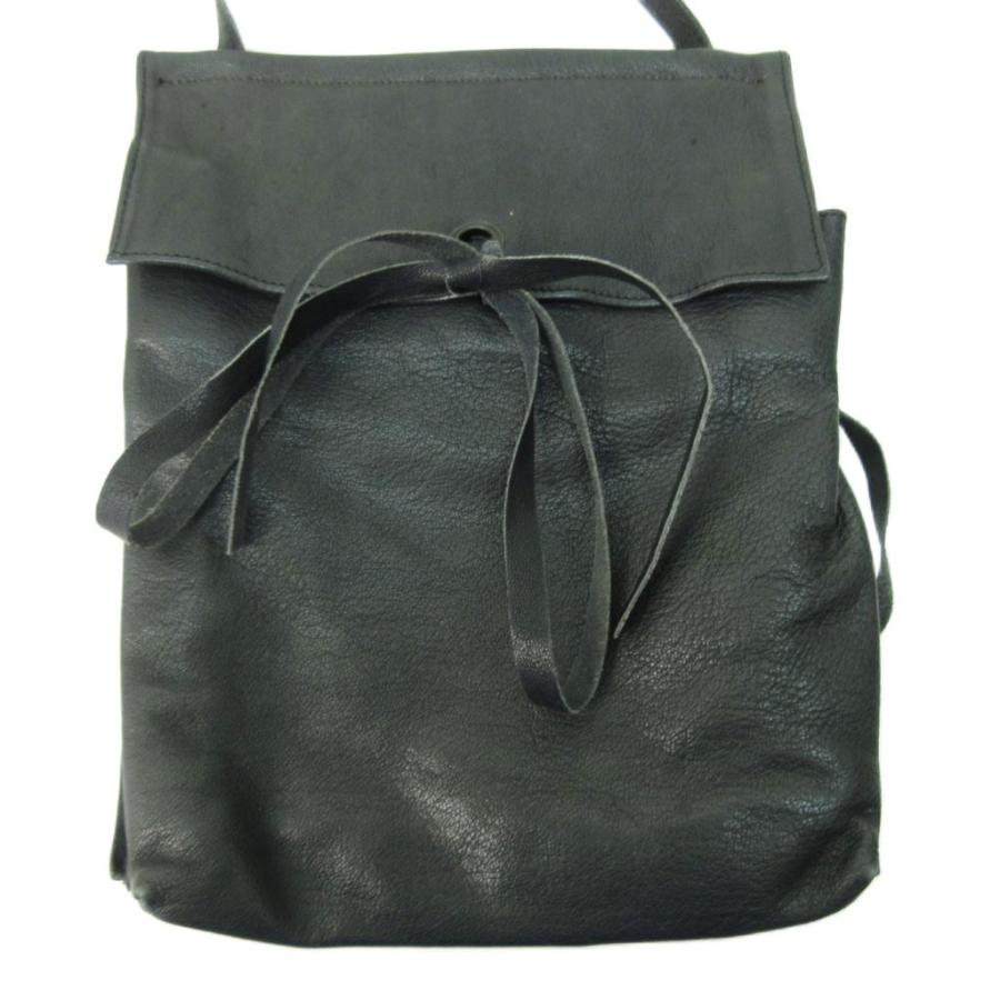 【中古】アンドゥムルメステール ANN DEMEULEMEESTER 本人期 レザー シワ加工 ショルダーバッグ 斜め掛け ブラック Ann DEMEULEMEESTER（アン ドゥムルメステール） 本人期 レザー シワ
