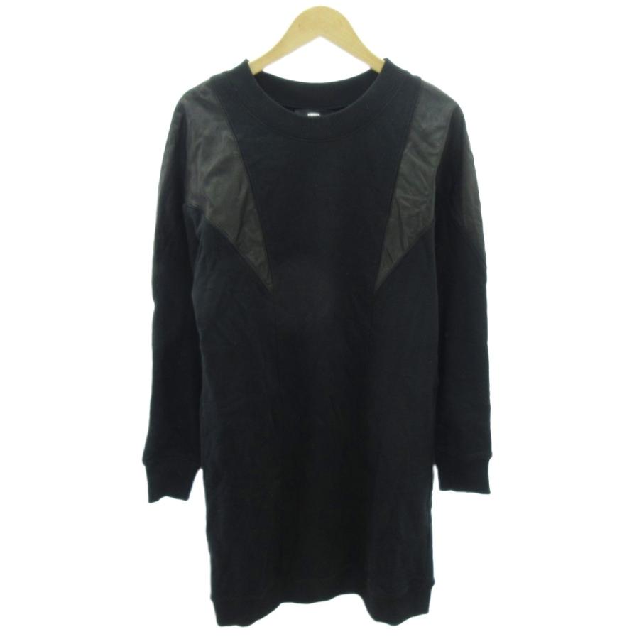 DIESEL（ディーゼル） 美品 ワンピース スウェット 切替 レザー ひざ丈