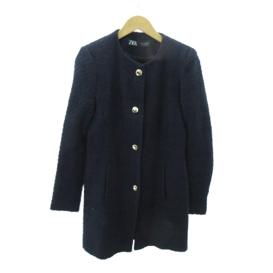 ZARA（ザラ） メタリックボタン ツイードジャケット 金釦 S 紺