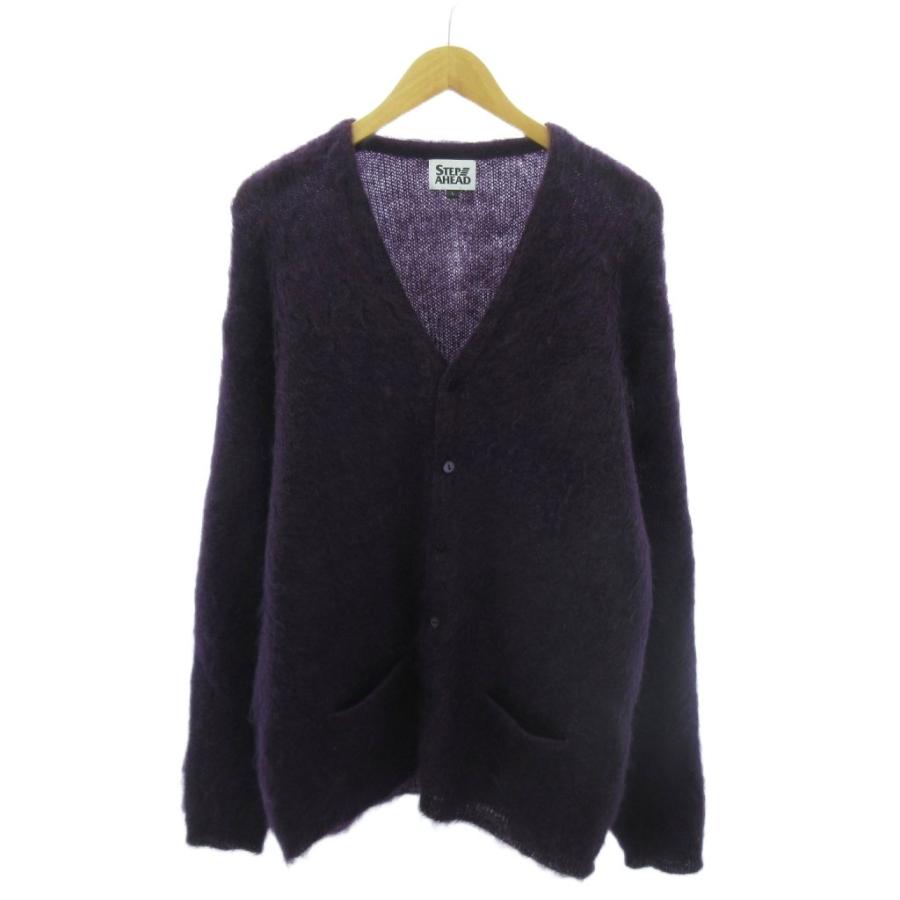 【中古】ステップアヘッド STEP AHEAD 美品 モヘアカーディガン ニット 長袖 L 紫 パープル 1104 メンズ ステップアヘッド STEP AHEAD 美品 モヘアカーディガン ニット 長袖 L